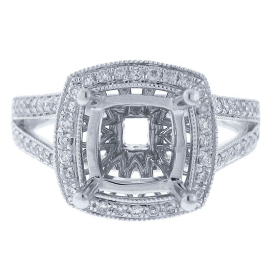 18k White Gold Diamond Semi-mount Ring - 0.55ct