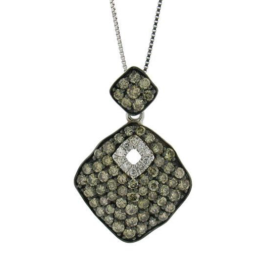 14k White Gold White & Champagne Diamond Pendant - 0.95ct