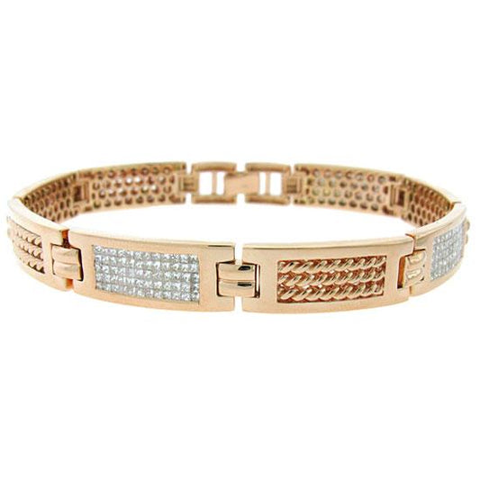 14k Rose Gold Diamond Men's Invisible Bracelet