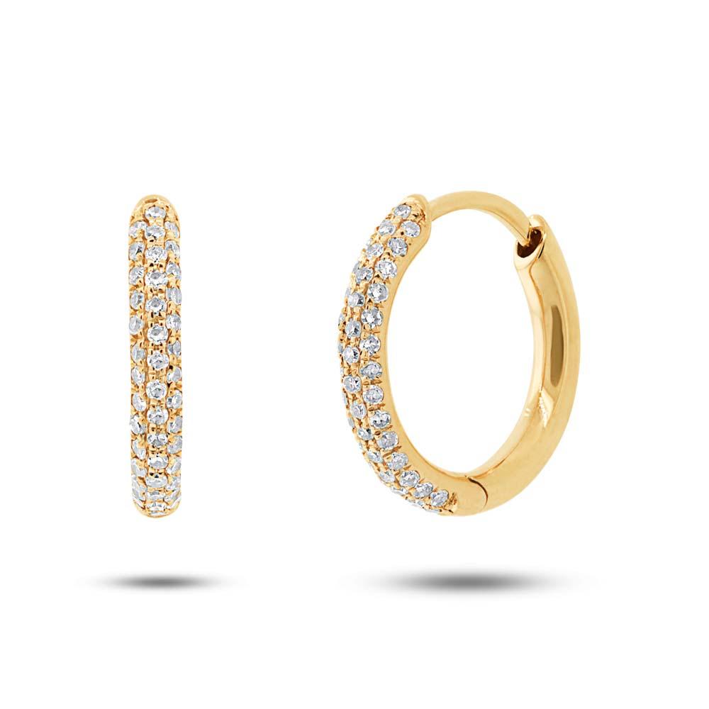 14k Yellow Gold Diamond Huggie Earring