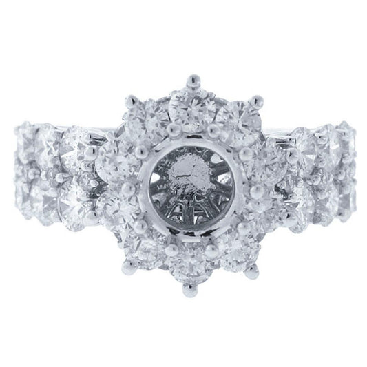18k White Gold Diamond Semi-mount Ring - 2.60ct