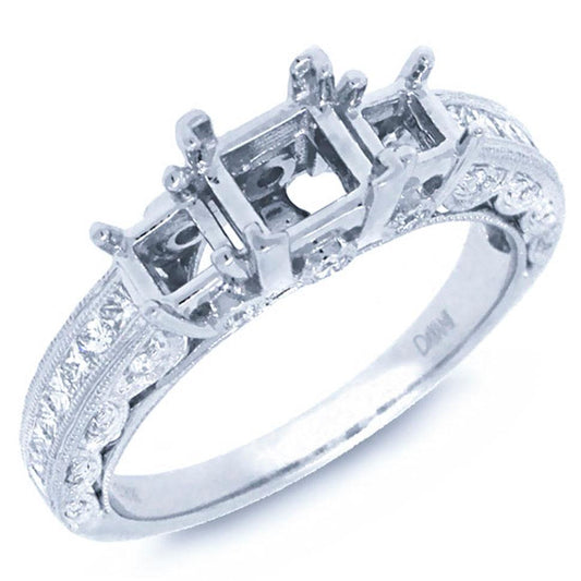 18k White Gold Diamond Semi-mount Ring - 0.43ct