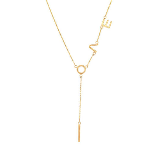 14k Yellow Gold Diamond ''Love'' Necklace - 0.04ct