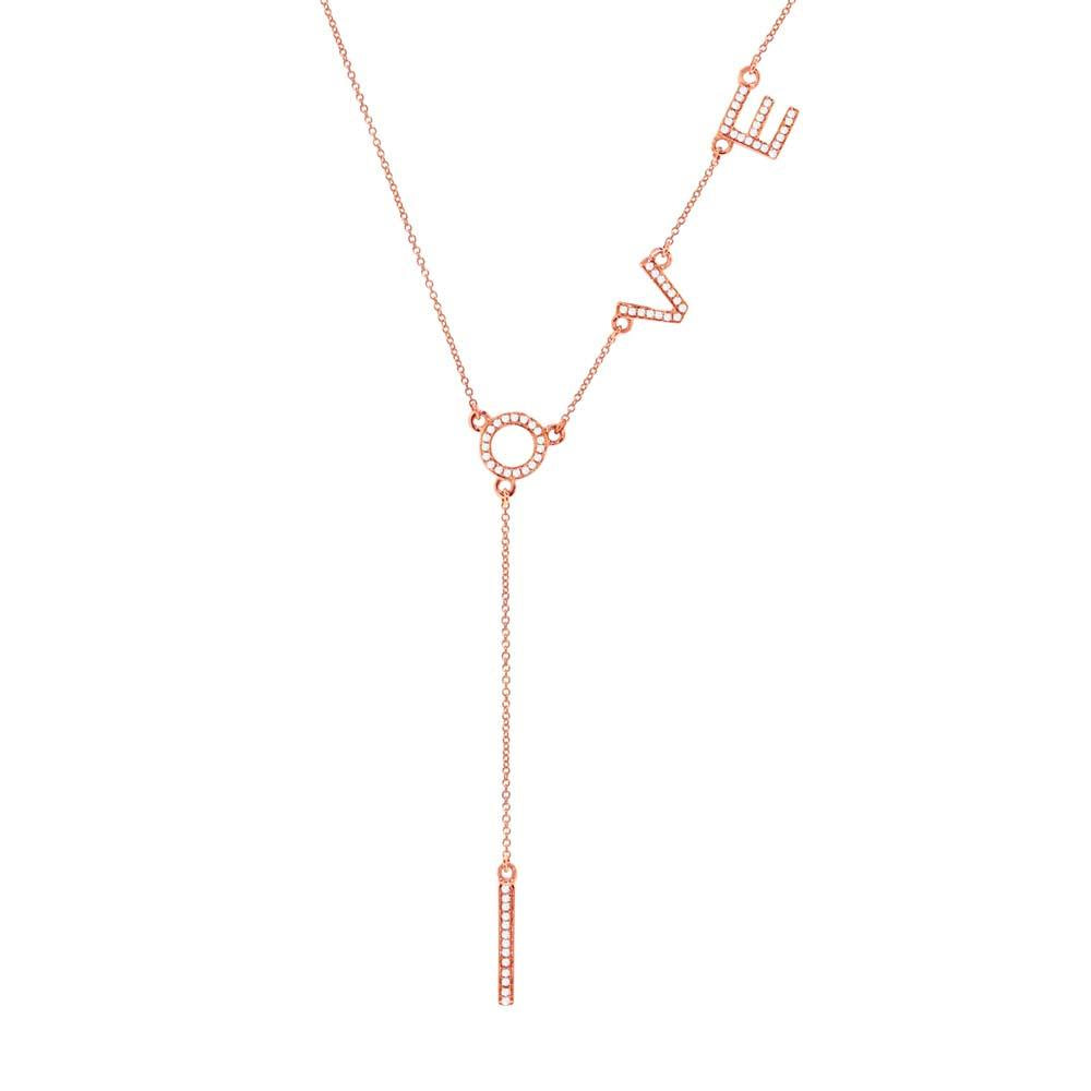 14k Rose Gold  Customizable Fashionable Diamond ''Love'' Necklace - 0.17ct V0194