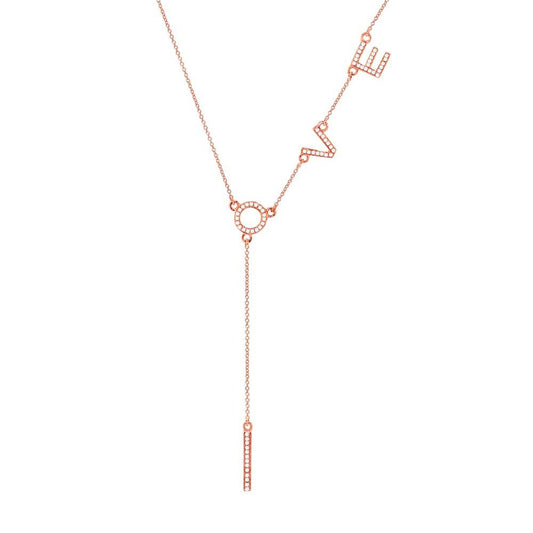 14k Rose Gold  Customizable Fashionable Diamond ''Love'' Necklace - 0.17ct V0194