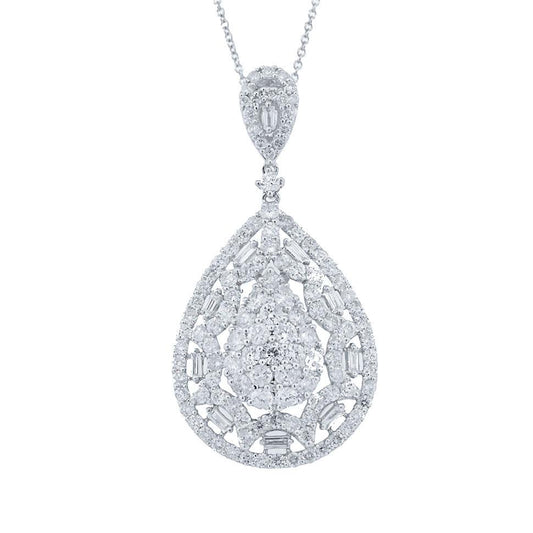 18k White Gold Diamond Pendant - 3.34ct