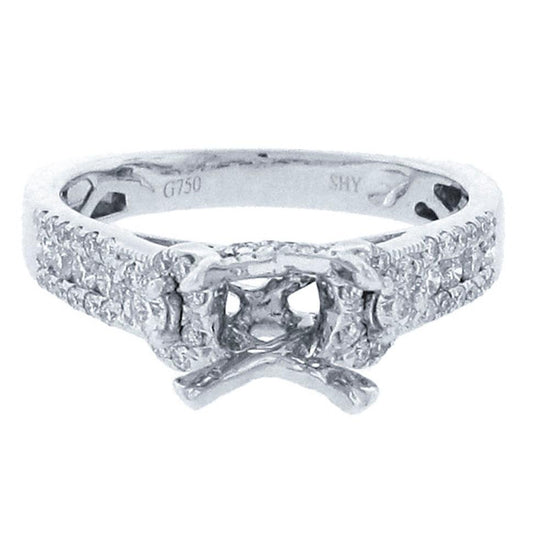 18k White Gold Diamond Semi-mount Ring - 0.55ct