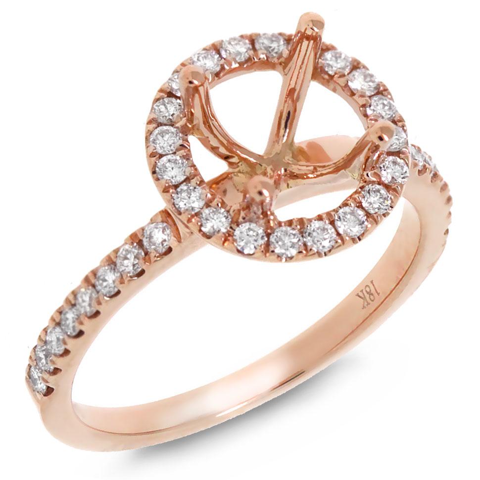 18k Rose Gold Diamond Semi-mount Ring - 0.36ct