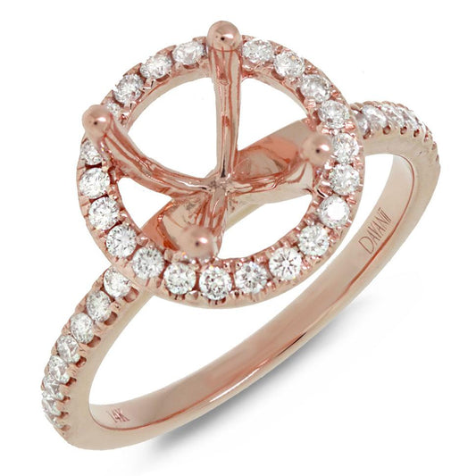 18k Rose Gold Diamond Semi-mount Ring - 0.38ct