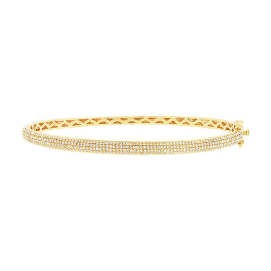 14k Yellow Gold Diamond Pave Bangle - 0.85ct