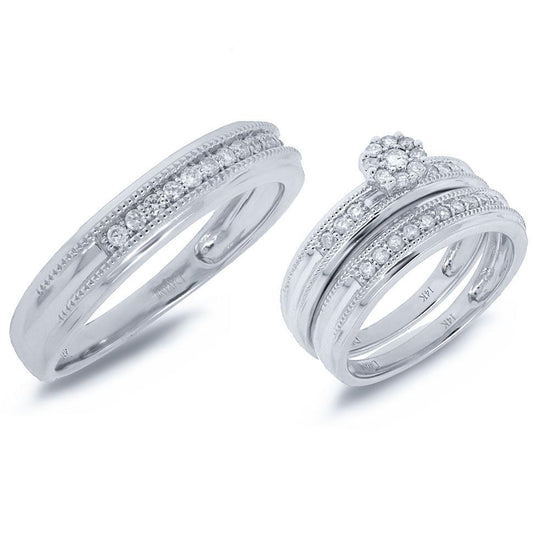 14k White Gold Diamond Trio Set Cluster - 0.50ct