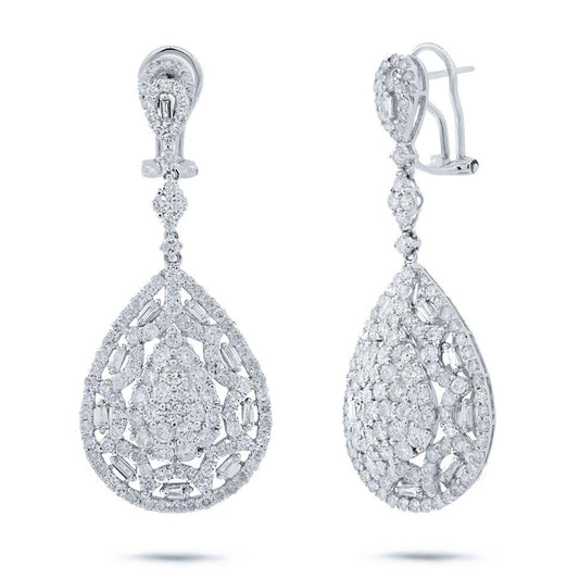 18k White Gold Diamond Earring - 5.33ct