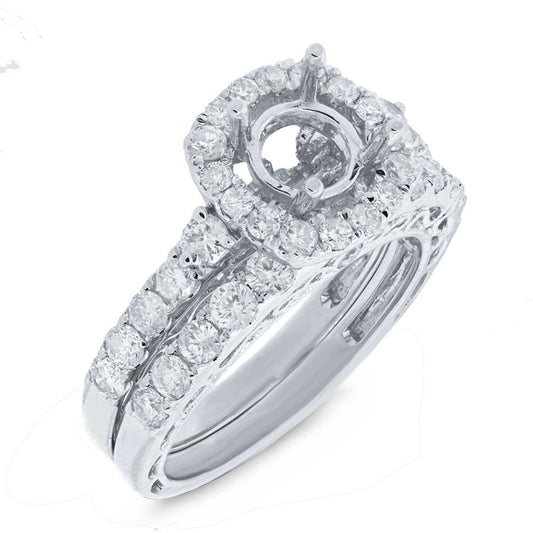 18k White Gold Diamond Semi-Mount Ring 2-pc - 1.68ct