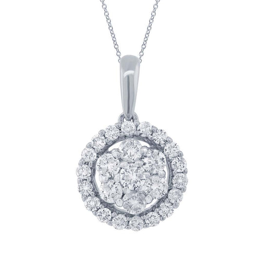 18k White Gold Diamond Cluster Pendant - 0.43ct