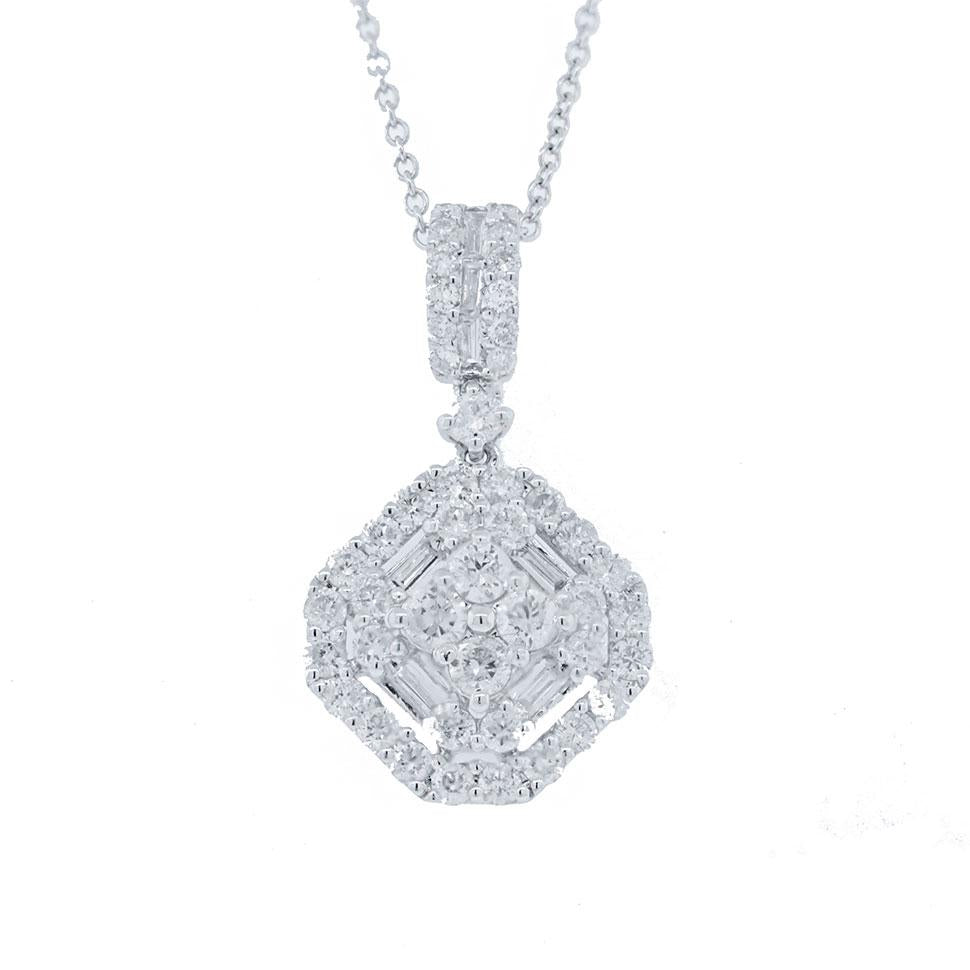 18k White Gold Diamond Pendant - 0.99ct