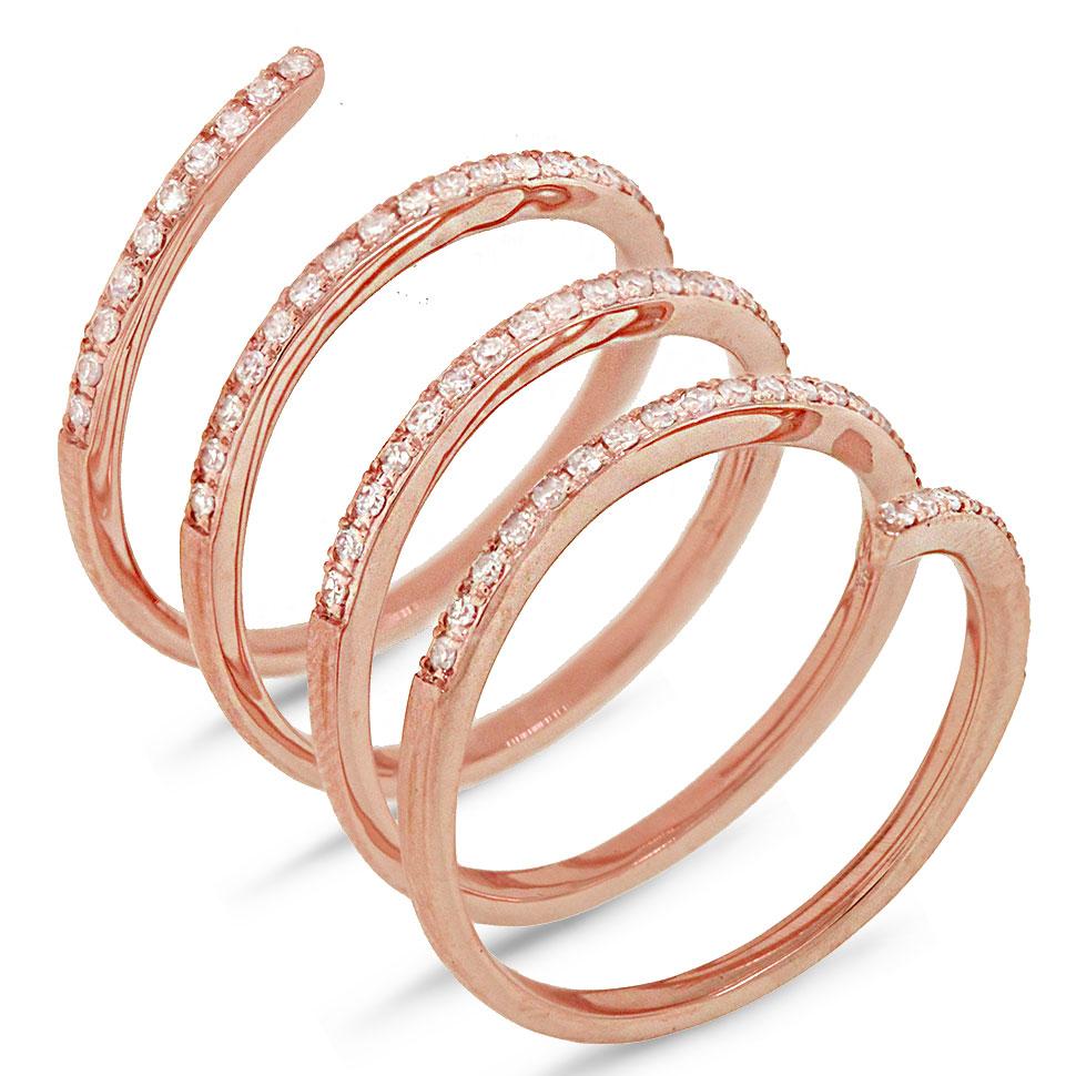 14k Rose Gold Diamond Spiral Lady's Ring - 0.57ct