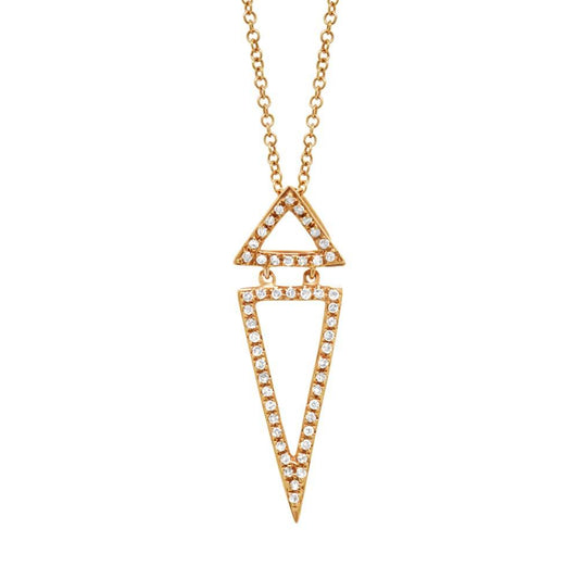 14k Yellow Gold Diamond Triangle Pendant - 0.18ct