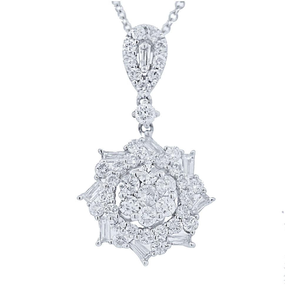 18k White Gold Diamond Pendant - 1.09ct