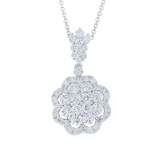 18k White Gold Diamond Pendant - 1.54ct
