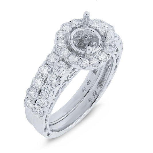 18k White Gold Diamond Semi-Mount Ring 2-pc - 1.64ct