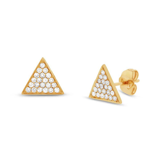 14k Yellow Gold Diamond Pave Triangle Earring - 0.31ct