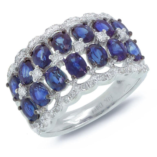 Diamond & 3.66ct Blue Sapphire 14k White Gold Ring - 0.40ct