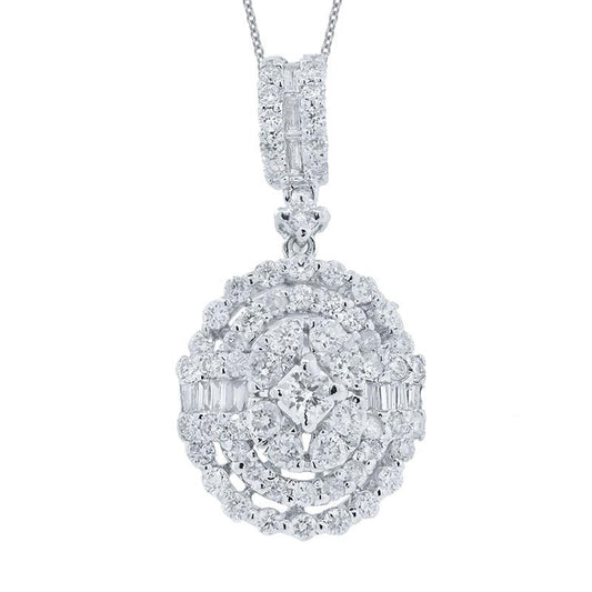 18k White Gold Diamond Pendant - 0.97ct