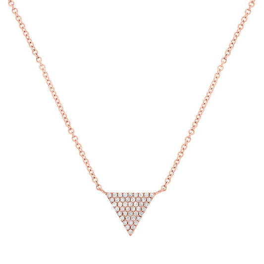 14k Rose Gold Diamond Pave Triangle Pendant - 0.13ct