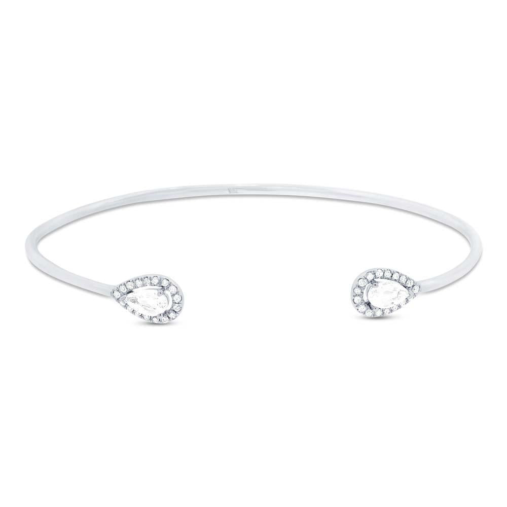 Diamond & 0.44ct White Topaz 14k White Gold Bangle - 0.13ct