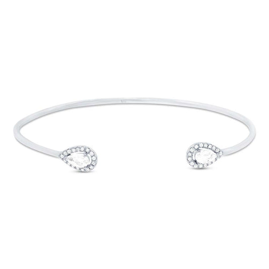 Diamond & 0.44ct White Topaz 14k White Gold Bangle - 0.13ct