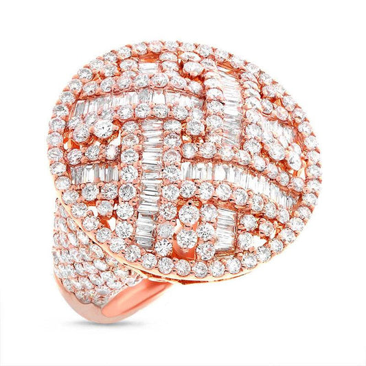 18k Rose Gold Diamond Lady's Ring - 4.06ct