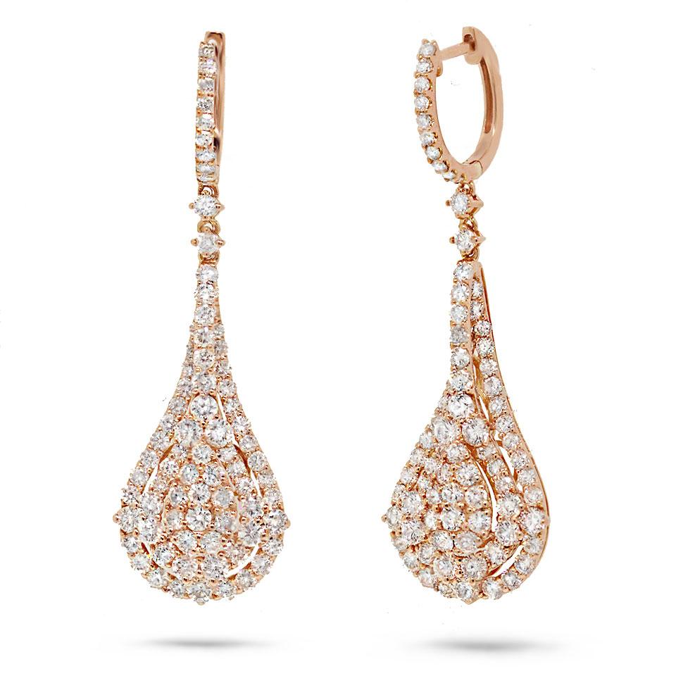 18k Rose Gold Diamond Earring - 4.26ct