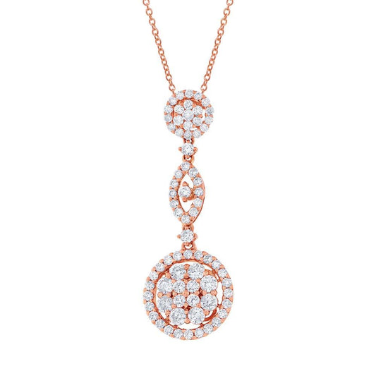 18k Rose Gold Diamond Pendant - 1.35ct