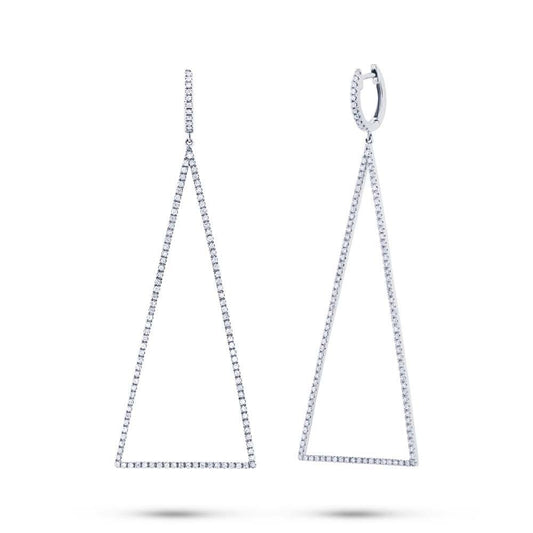 14k White Gold Diamond Triangle Earring - 0.81ct