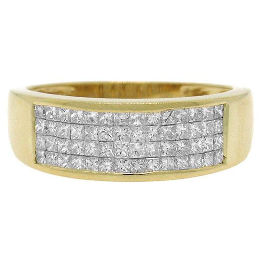 18k Yellow Gold Diamond Invisible Men's Band - 1.10ct