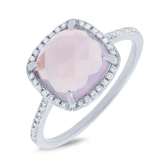Diamond & 2.90ct Amethyst 14k White Gold Ring - 0.13ct