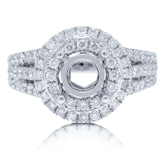 14k White Gold Diamond Semi-mount Ring - 0.85ct