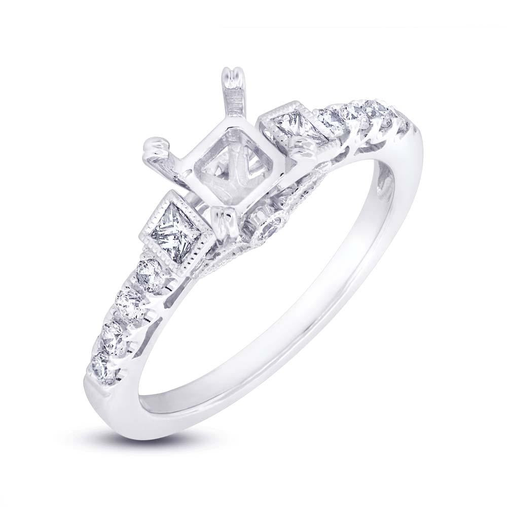 14k White Gold Diamond Semi-mount Ring - 0.39ct