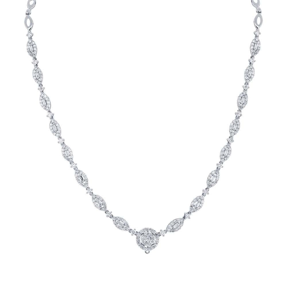 18k Classy White Gold Diamond Necklace - 3.27ct V0098