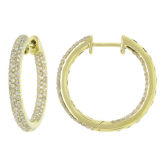 14k Yellow Gold Diamond Hoop Earring - 0.93ct