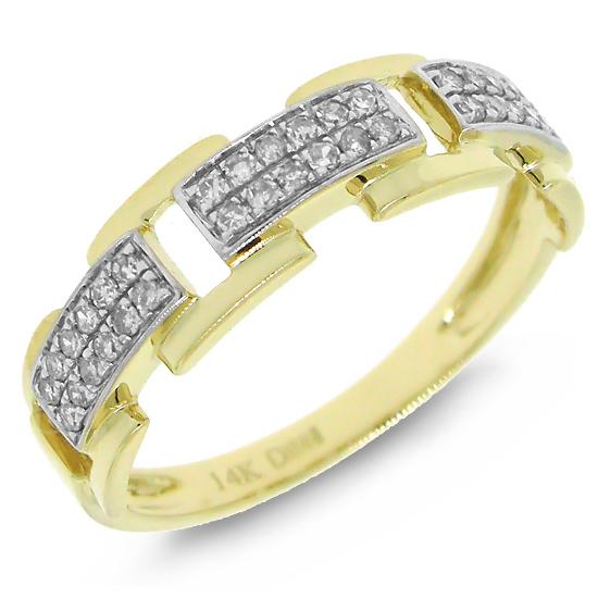 14k Yellow Gold Diamond Link Ring - 0.18ct