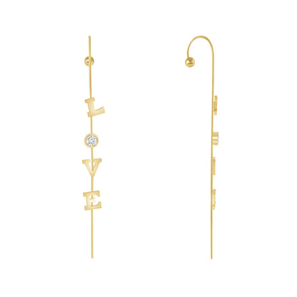 14k Yellow Gold Hook Crawler Earring