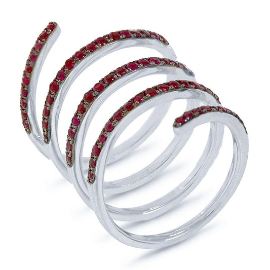 14k White Gold Ruby Spiral Lady's Ring - 1.09ct