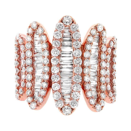 18k Rose Gold Diamond Lady's Ring - 2.70ct