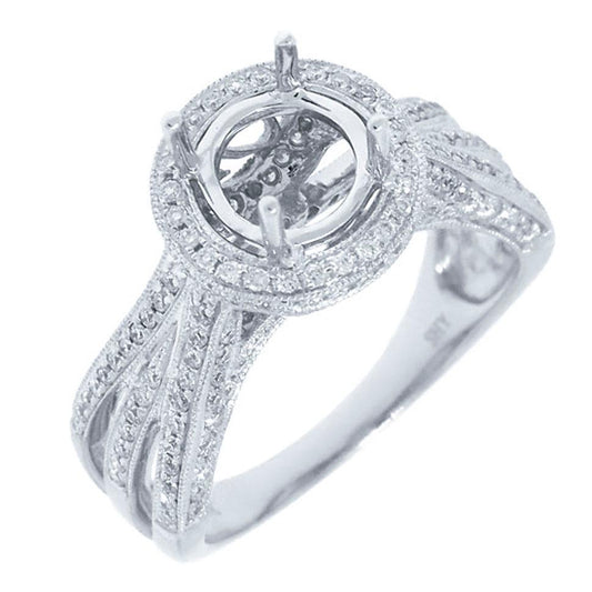 18k White Gold Diamond Semi-mount Ring - 0.75ct