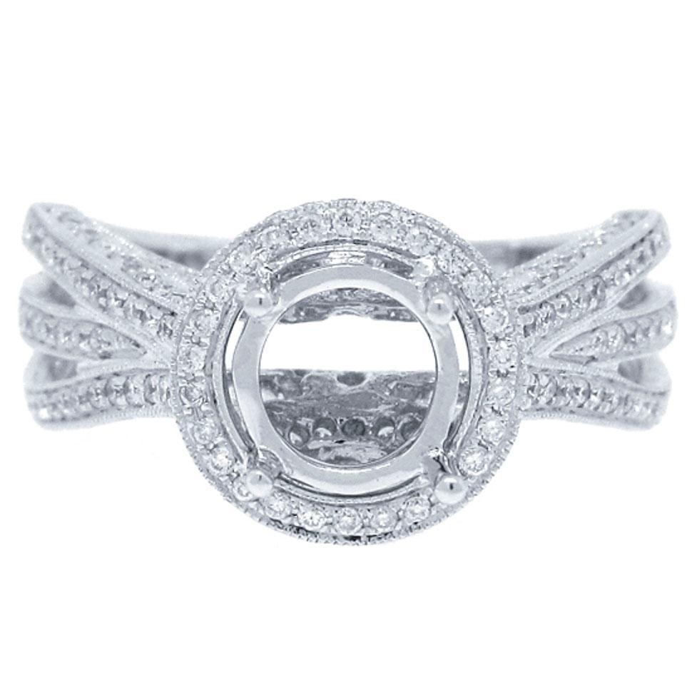18k White Gold Diamond Semi-mount Ring - 0.75ct