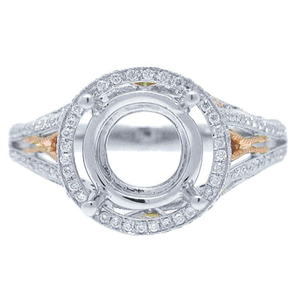18k Two-tone Rose Gold Diamond Semi-mount Ring - 0.43ct