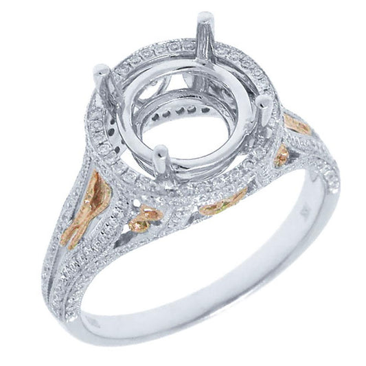 18k Two-tone Rose Gold Diamond Semi-mount Ring - 0.43ct