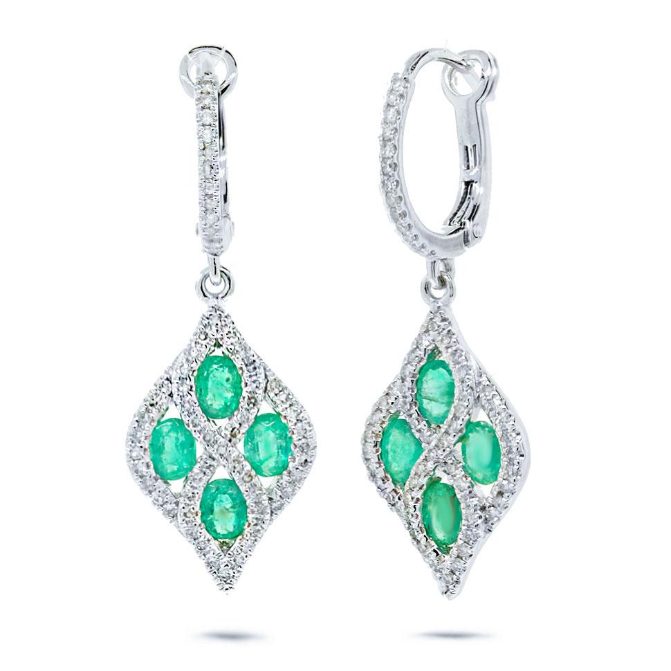 Diamond & 1.26ct Emerald 14k White Gold - 0.49ct