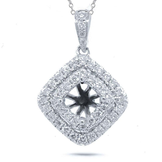 14k White Gold Diamond Semi-mount Pendant - 0.25ct